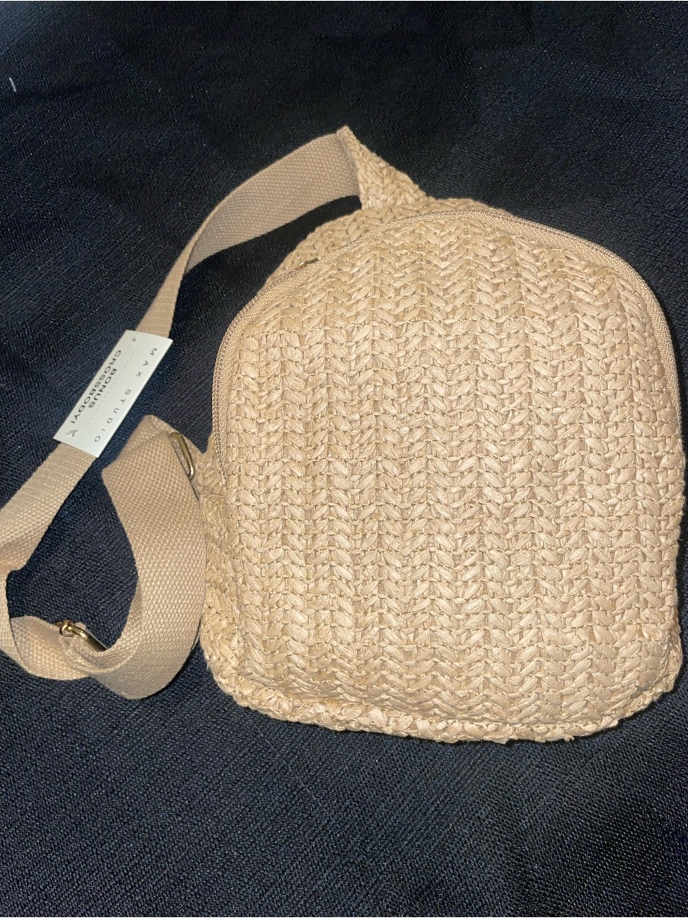 Max Studio Beige Woven Crossbody Bag